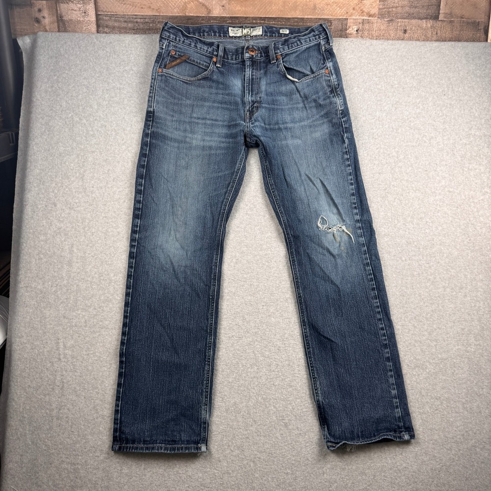 Ariat Jeans Mens 35x32 M5 Legacy Straight Fit Distressed Western Work Cowboy